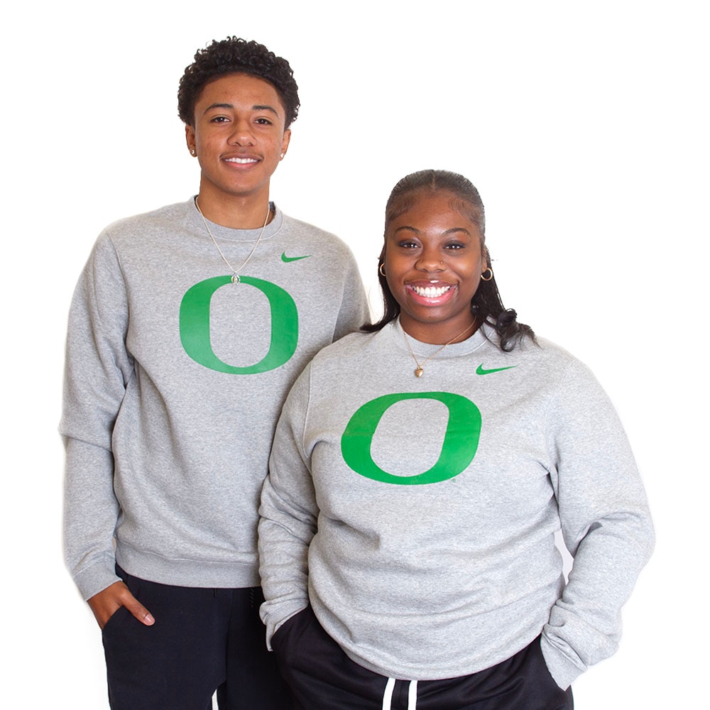 Classic Oregon O, Nike, Grey, Pullover, Cotton Blend, Men, Unisex, Sweatshirt, 432383